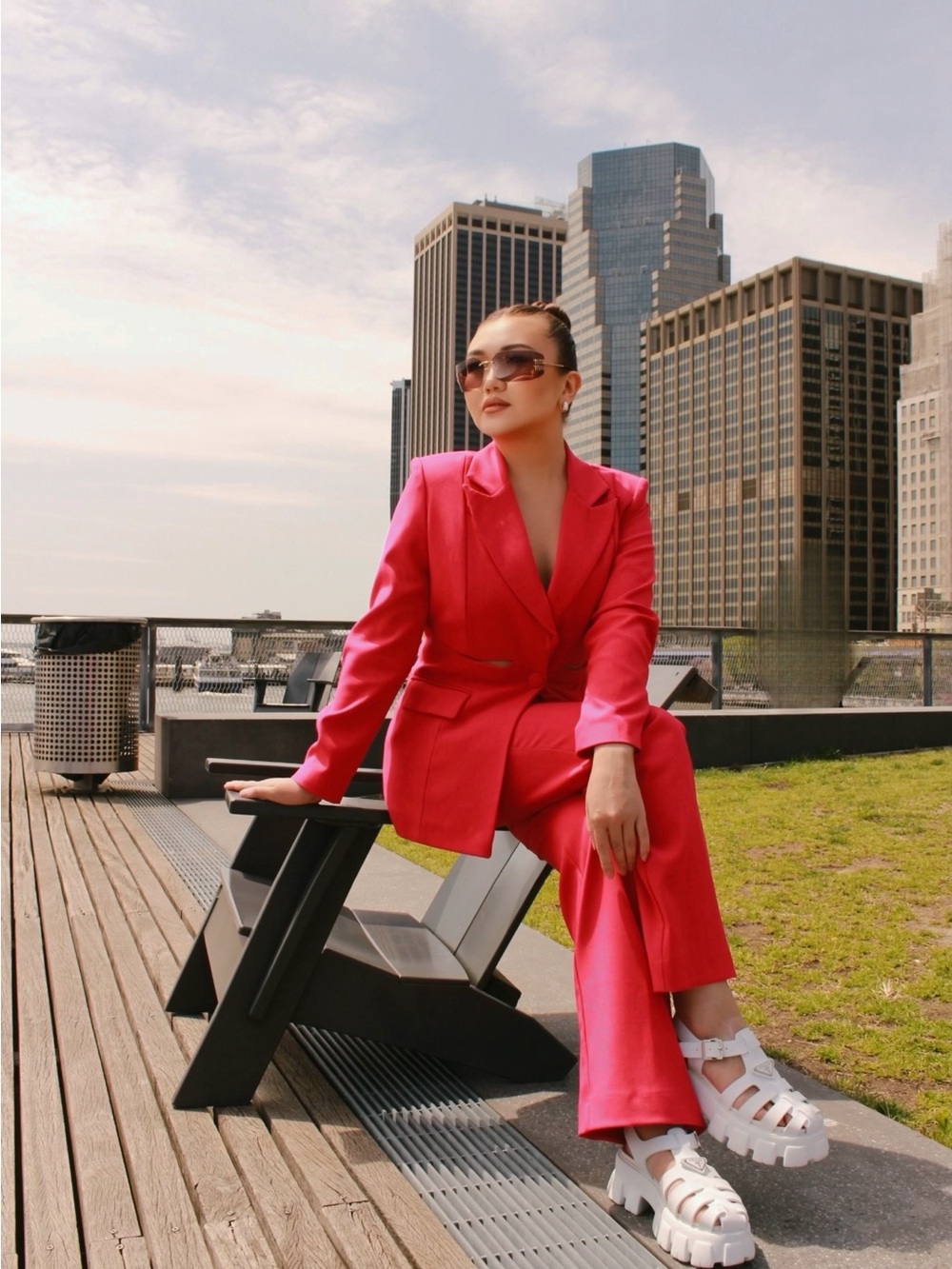 Tailored Hot Pink Blazer & Wide-Leg Pants Set